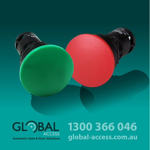 22MM MUSHROOM PUSH BUTTON – GREEN OR RED