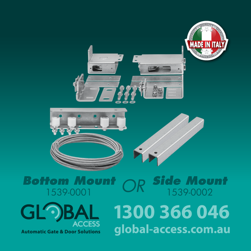 SIDE MOUNT – Telescopic Cable + Pulley Driven Sliding Gate Kit