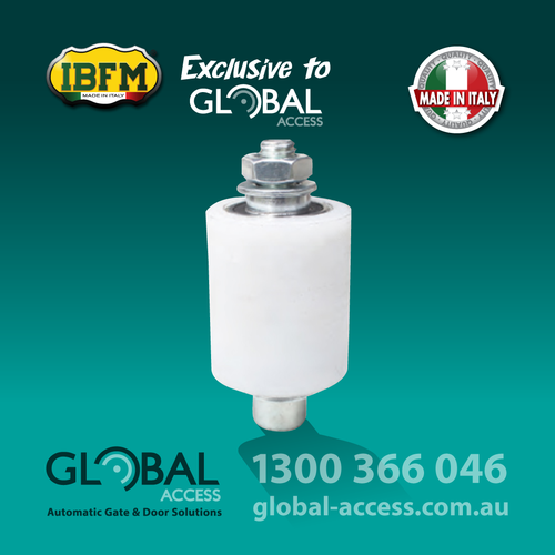 Nylon Roller White 2 Bearings w/M14 Bolt 60 x 50mm